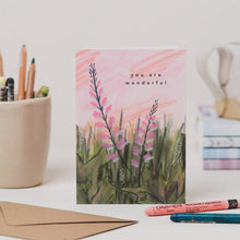 Load image into Gallery viewer, You Are Wonderful Pink Flowers Encouragement Card
