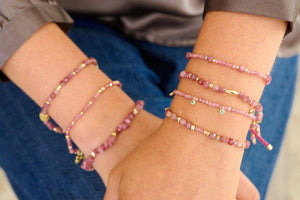 Bliss Gold & Pink Tourmaline Beaded Bracelet