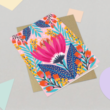 Load image into Gallery viewer, Birthday Card - Arty Bright Floral Greeting Card
