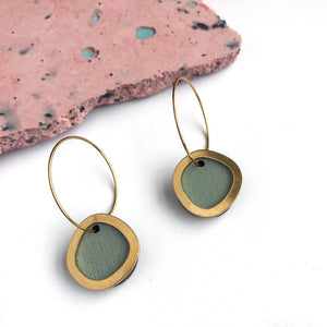 Mint/Gold Circle Hoop Earrings
