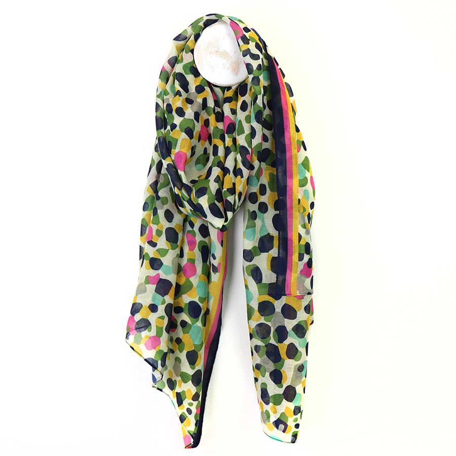 Pink & Khaki Spot Print scarf