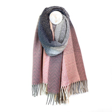 Load image into Gallery viewer, Pink and Grey Ombre Chevron Scarf
