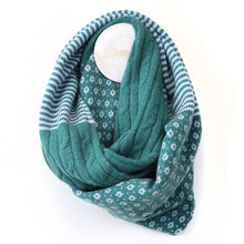 Load image into Gallery viewer, Teal Stripe, Scandi and Cable Knit Snood
