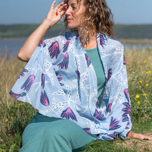 Load image into Gallery viewer, Blue Flower Print Organic Cotton scarf
