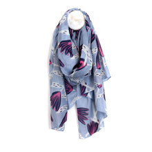 Load image into Gallery viewer, Blue Flower Print Organic Cotton scarf
