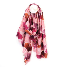 Load image into Gallery viewer, Peony Pink Ginkgo Leaf Print scarf
