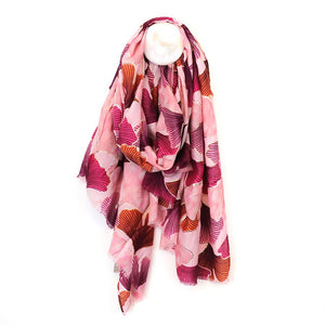 Peony Pink Ginkgo Leaf Print scarf
