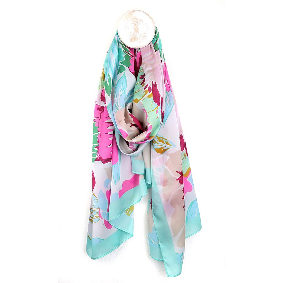 Aqua & Pink Summer Silk Feel scarf