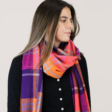 Load image into Gallery viewer, Purple, Pink &amp; Orange Check Winter Scarf
