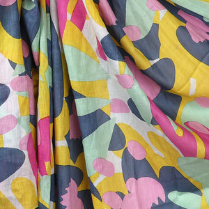 Abstract Multicoloured Mixed Print Organic Cotton Scarf