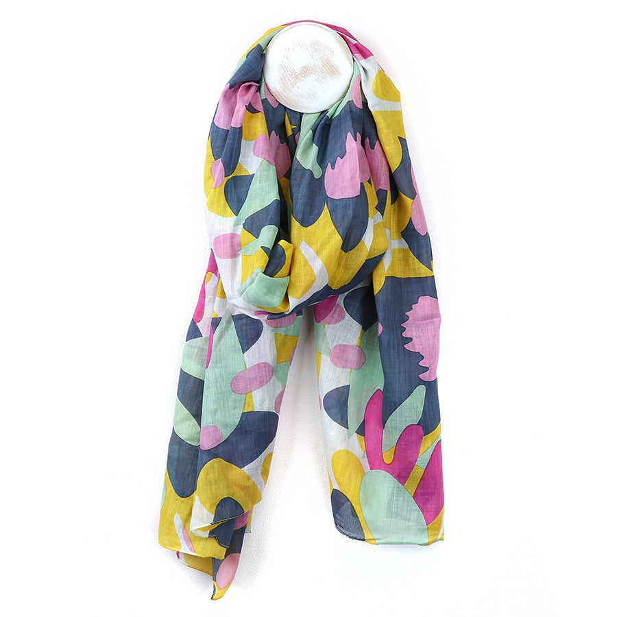 Abstract Multicoloured Mixed Print Organic Cotton Scarf