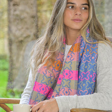 Load image into Gallery viewer, Geo Flower Colour Block Scarf

