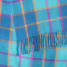 Load image into Gallery viewer, Teal Blue/Purple Mix Checked Winter Scarf
