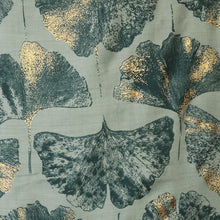 Load image into Gallery viewer, Greta Sage Mix Gingko and Metallic Gold Print Scarf
