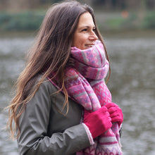 Load image into Gallery viewer, Zadie Pink and Lilac Mix Zigzag Stripes Scarf with Fringe
