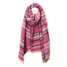 Load image into Gallery viewer, Zadie Pink and Lilac Mix Zigzag Stripes Scarf with Fringe
