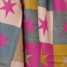 Load image into Gallery viewer, Shona Mustard and Pink Mix Chequerboard Stars Reversible Scarf
