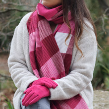 Load image into Gallery viewer, Harriet Raspberry Red And White Mix Pleated Check Scarf
