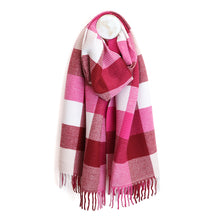 Load image into Gallery viewer, Harriet Raspberry Red And White Mix Pleated Check Scarf
