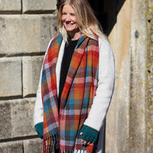 Load image into Gallery viewer, Jessica Red, Lilac and Multi Mix Check Weave Scarf
