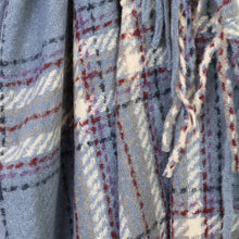 Load image into Gallery viewer, Darcie Dusky Blue Mix Fringe Edge Check Scarf
