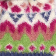 Load image into Gallery viewer, Imogen Fluffy Blue, Lime And Pink Mix Patterned Pull Through Scarf
