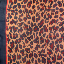 Load image into Gallery viewer, Camel, Red And Navy Mix 100% Silk Animal Print Square Scarf
