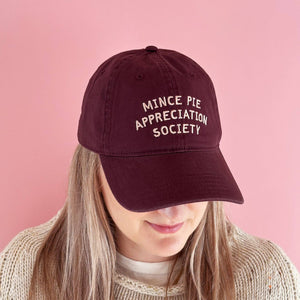 Mince Pie Appreciation Society - Cotton Baseball Cap - Burgundy