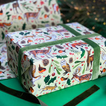 Load image into Gallery viewer, Christmas Woodland animals wrapping paper: 500mm x 700mm flat sheets
