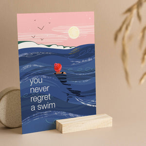 You never regret a swim A4 print - wild swimming coastal