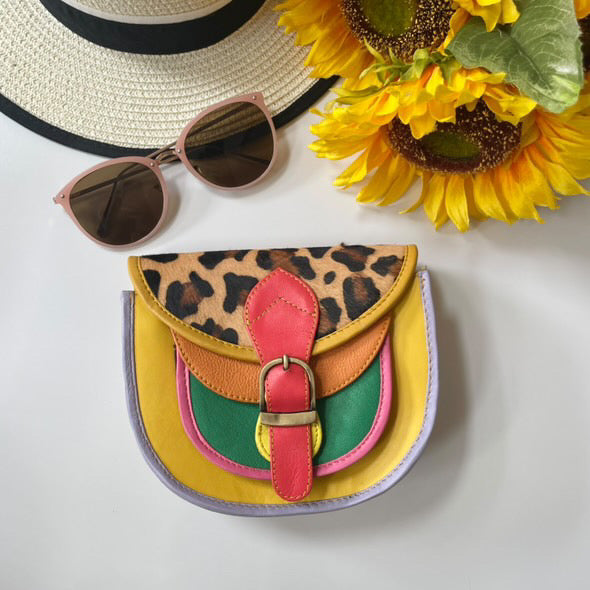Olivia Sunshine Leopard Upcycled Leather Handbag