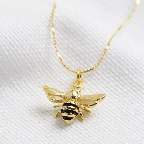 Enamel Tiny Bee Necklace