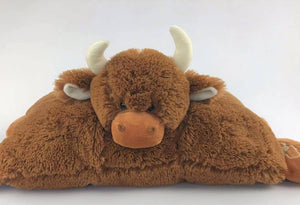 Highland Cow Sofa Tidy Soft Toy Plush Brown - 26X24CM