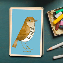 Load image into Gallery viewer, Song Thrush sustainable wooden postcard
