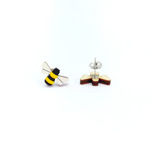 Load image into Gallery viewer, Bee Studs - wooden earrings
