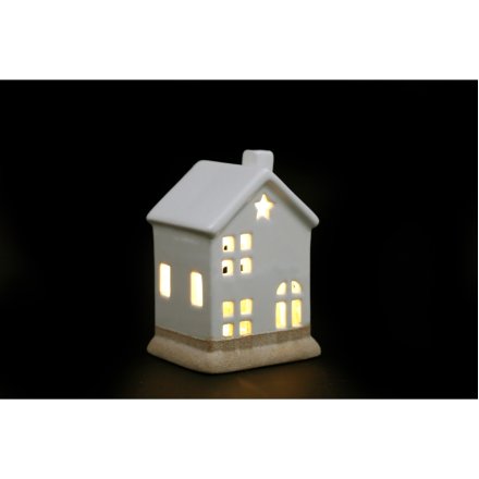 LED Light-up Ceramic Star House, 12cm