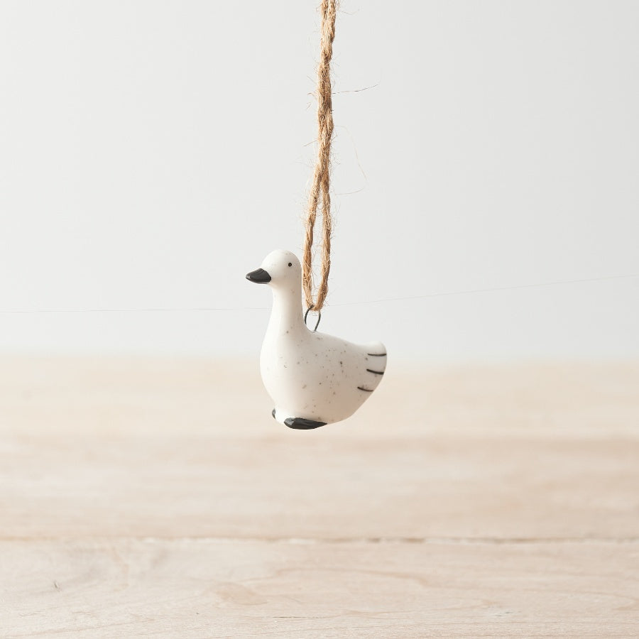 Porcelain Mini Goose Hanging Christmas Decoration, 4cm
