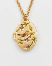 Load image into Gallery viewer, Robin &amp; Blackberry Gold Oval Locket Necklace
