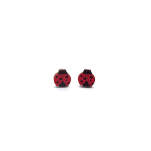 Ladybird Studs - wooden earrings