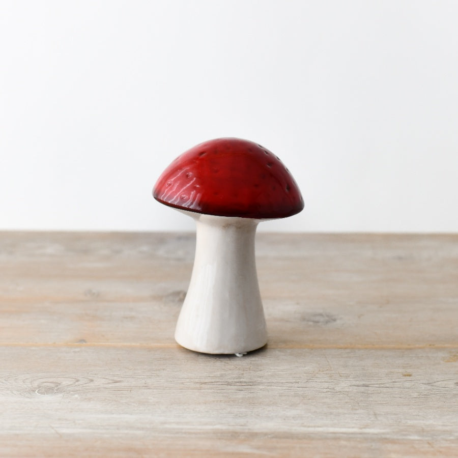 Large Red Ceramic Mushroom, 13cm