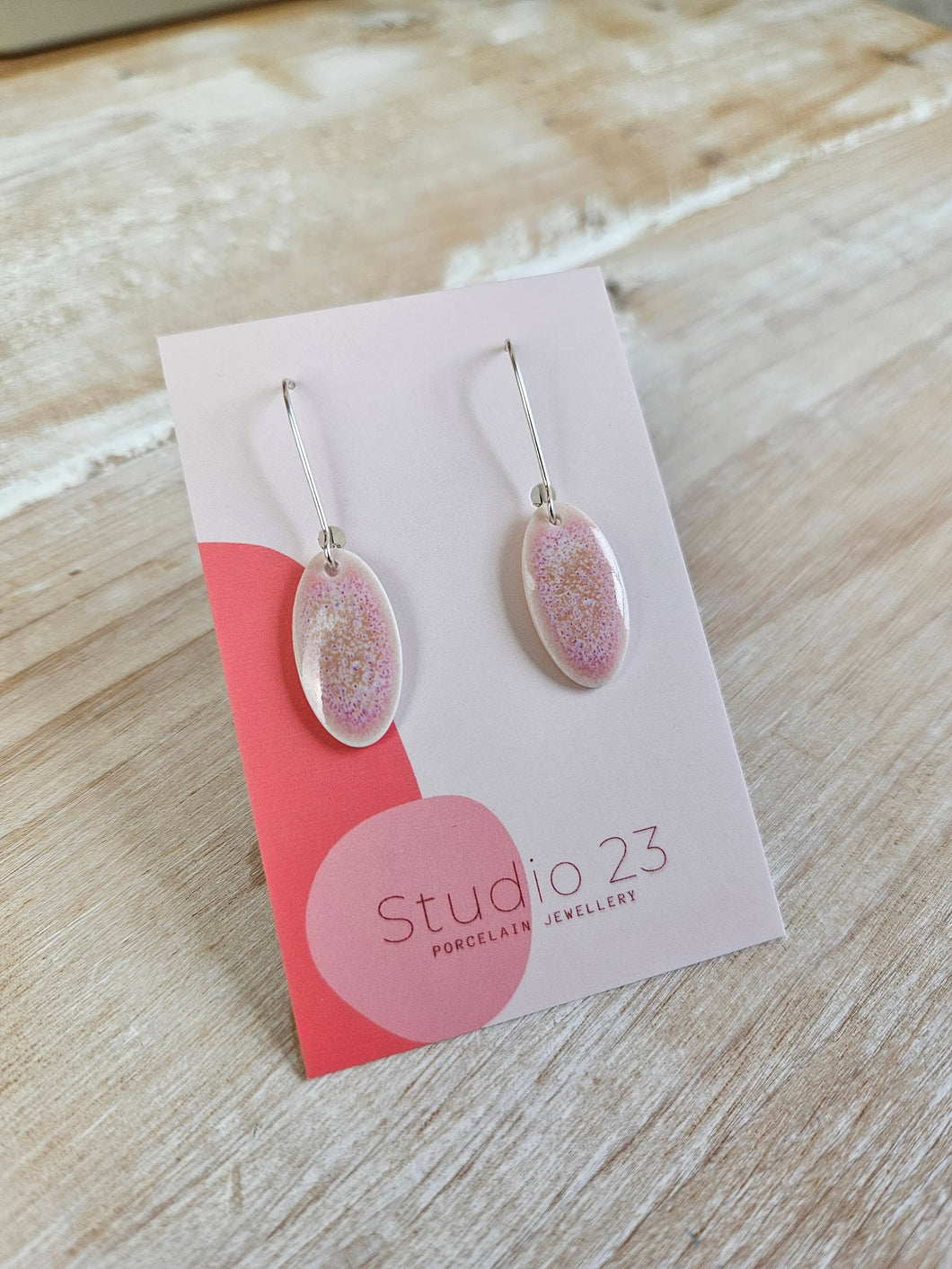 Oval Drop Porcelain Earrings: Blush Pink