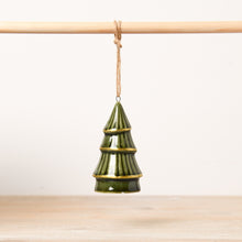 Load image into Gallery viewer, Green and Gold Tree Hanging Decoration 10cm
