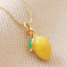 Load image into Gallery viewer, Enamel Lemon Pendant Necklace in Gold
