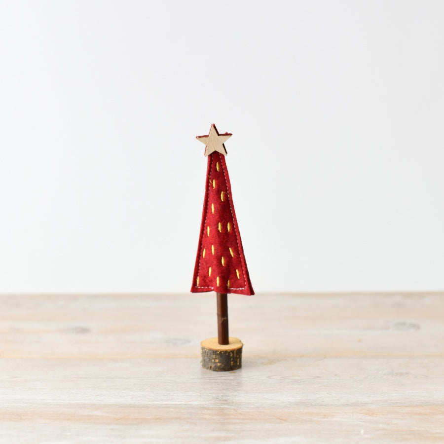 Small Red & Gold Felt Christmas Tree