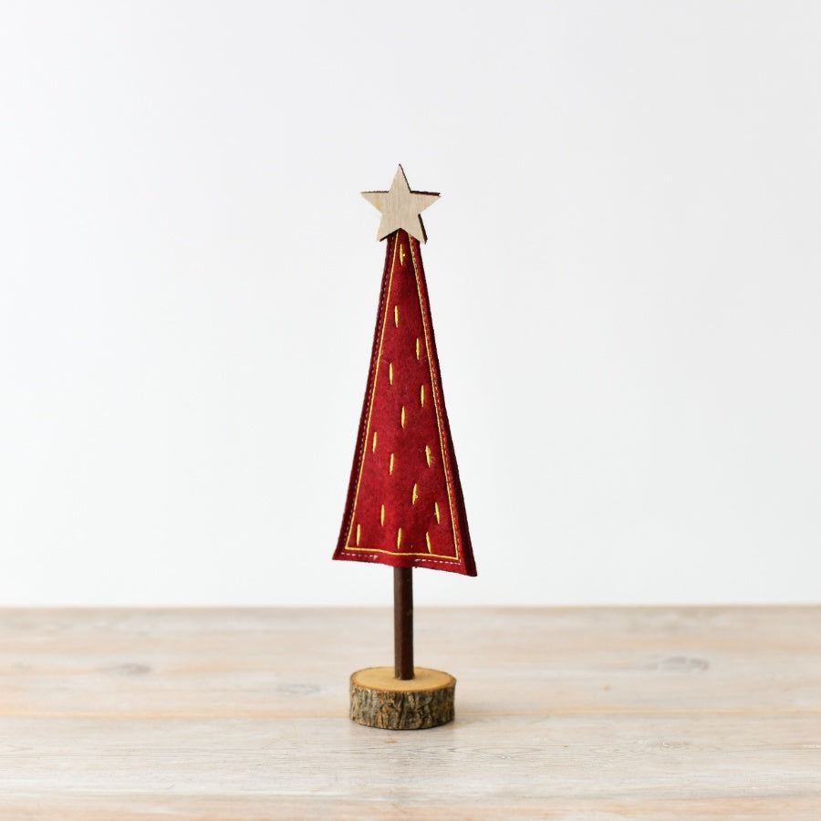 Medium Red and Gold Felt Christmas Tree
