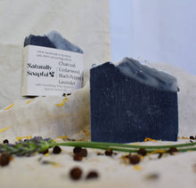 Load image into Gallery viewer, Charcoal, Cedarwood, Black Pepper &amp; Lavender Handmade Soap Bar
