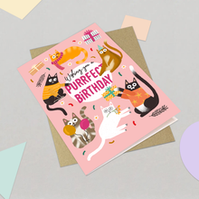 Load image into Gallery viewer, Birthday Card - Funny Purrfect Cats Greeting Card
