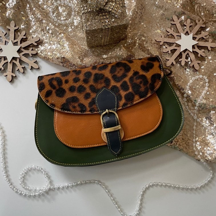 Josephine Green Leopard Upcycled Leather Handbag