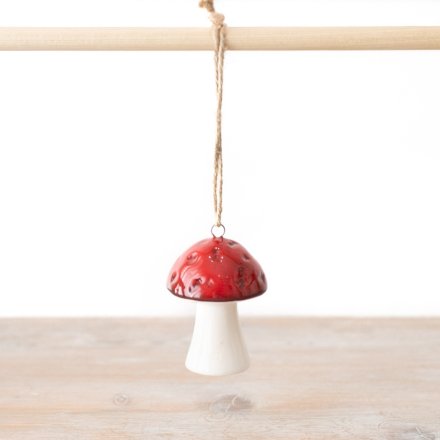 Small Red Mushroom Hanging Decoration, 7cm