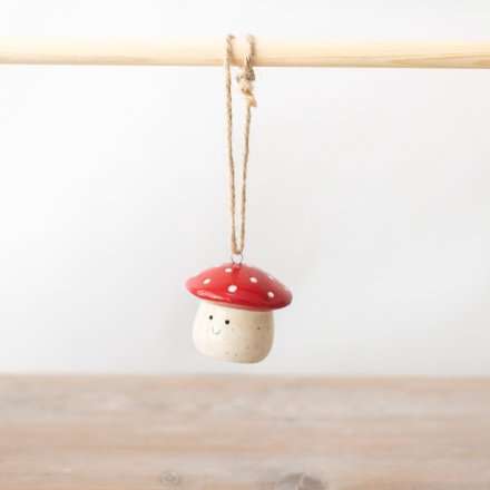 Smiley Face Hanging Mushroom Decoration, 5cm